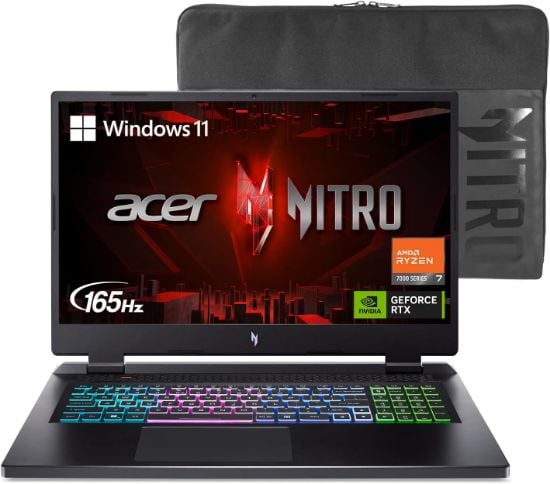 Picture of Acer Nitro 17 Gaming Laptop AMD Ryzen 7 7840HS Octa-Core CPU 17.3" FHD 165Hz IPS Display NVIDIA GeForce RTX 4050 16GB DDR5 1TB SSD Wi-Fi 6E RGB Backlit KB AN17-41-R6L9