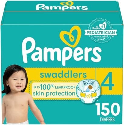 Picture of Pampers Swaddlers Diapers - Size 4, One Month Supply (150 Count), Ultra Soft Disposable Baby Diapers