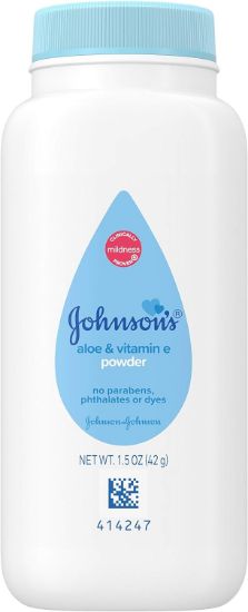 Picture of Johnson's Baby Naturally Derived Cornstarch Baby Powder with Aloe and Vitamin E for Delicate Skin, Hypoallergenic and Free of Parabens, Phthalates, and Dyes for Gentle Baby Skin Care, 1.5 oz