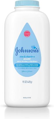 Picture of Johnson's Baby Powder, Naturally Derived Cornstarch with Aloe & Vitamin E for Delicate Skin, Hypoallergenic and Free of Parabens, Phthalates, and Dyes for Gentle Baby Skin Care, 15 oz