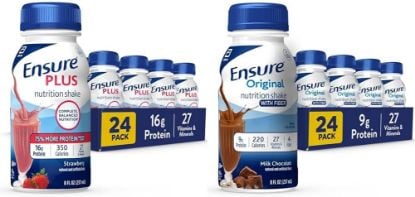 Picture of Ensure Plus Nutrition Shake with 16 Grams of Protein, Meal Replacement Shakes & Ensure Original Milk Chocolate Nutrition Shake With Fiber | Meal Replacement Shake | 24 Pack