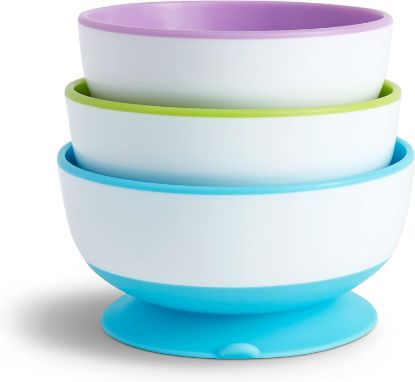 Picture of Munchkin® Stay Put™ Suction Bowls for Babies and Toddlers, 3 Pack, Blue/Green/Purple