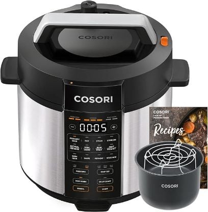 Picture of COSORI Electric Pressure Cooker 6 qt, 9-in-1 Instant Multi Cooker with Safer Venting Design, Rice Cooker, Slow Cooker, Sous Vide, Saute Pot, 1100W, Stainless Steel