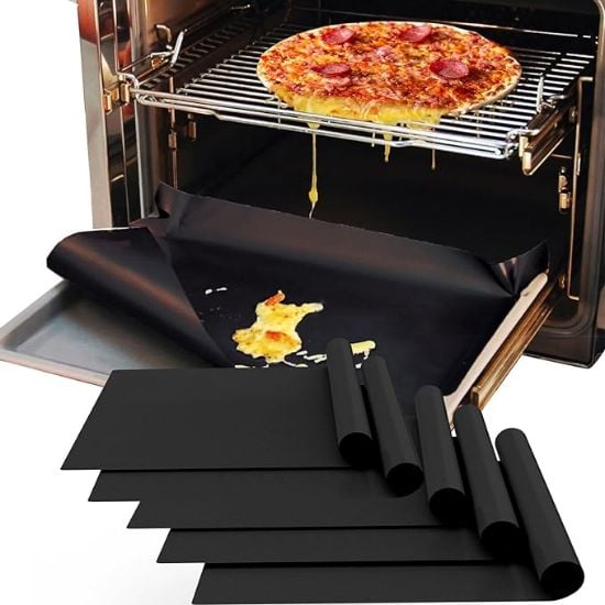 Picture of 5 Pack Oven Liners for Bottom of Oven, 16x24 inch Thick Heavy Duty Non Stick Teflon Oven Mats, BPA and PFOA Free Reusable Oven Liners for Bottom of Electric Oven