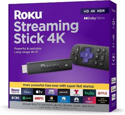 Picture of Roku Streaming Stick 4K | Portable Roku Streaming Device 4K/HDR/Dolby Vision, Roku Voice Remote, Free & Live TV