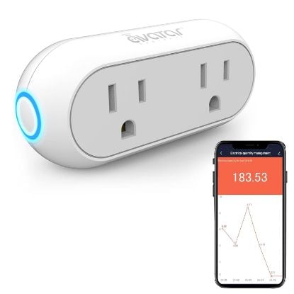 Picture of Energy Monitoring Dual Socket Smart Plugs That Work with Alexa Google Home Siri, Wireless 2.4G WiFi Outlet Controlled by Smart Life Tuya Smartthings, 10A Mini Socket Enchufe Inteligente with Timer