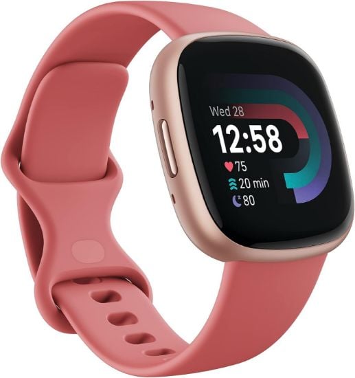 Picture of Fitbit Versa 4 Fitness Smartwatch with Daily Readiness, GPS, 24/7 Heart Rate, 40+ Exercise Modes, Sleep Tracking and more, Pink Sand/Copper Rose, One Size (S & L Bands Included)