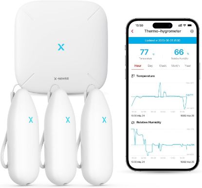 Picture of X-Sense Wi-Fi Hygrometer Indoor Humidity, Smart Hygrometer Thermometer with Remote Monitoring & App Control, Wi-Fi Temperature Sensor for Room Temperature Monitoring, Humidor, Greenhouse, Model STH54