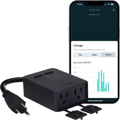 Picture of Wyze Plug Outdoor, Dual Outlets Energy Monitoring, IP64, 2.4GHz WiFi Smart Plug, Works with Alexa, Google Assistant, IFTTT, No Hub Required, Black – A Certified for Humans Device