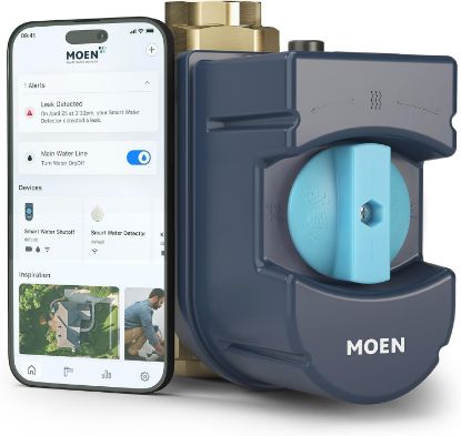 Picture of Moen 900-002 Flo Smart Water Monitor and Automatic Shutoff Sensor, Wi-Fi Connected Water Leak Detector for 1-1/4-Inch Diameter Pipe