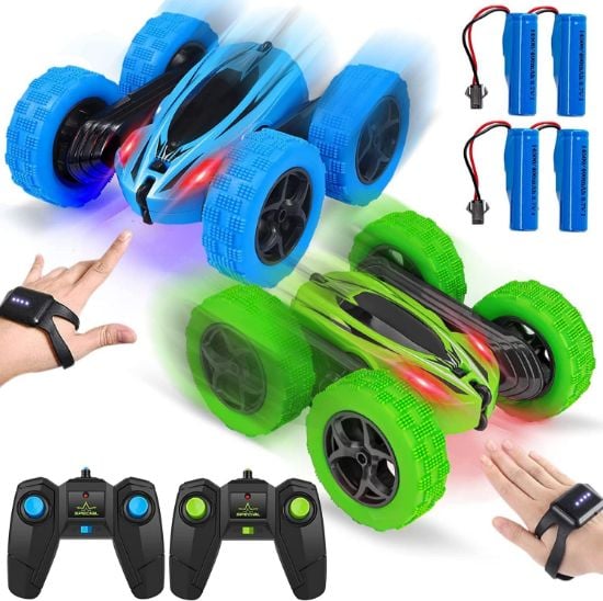 Picture of 2PACK RC Stunt Car Watch Gesture Sensor Car 4WD Double Sided 360 Degree Rotating Tumbling Rechargeable Car High Speed 2.4GHZ Off Road Hobby RC Toy Cars for Xmas Birthday Gift Adults,Kids