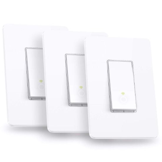 Picture of Kasa Smart Light Switch HS200P3, Single Pole, Needs Neutral Wire, 2.4GHz Wi-Fi Light Switch Works with Alexa and Google Home, UL Certified, No Hub Required, 3 Count -Pack of 1 , White