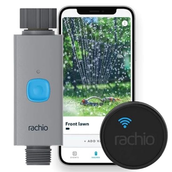 Picture of Rachio Smart Hose Timer with WiFi Hub for Outdoor Watering | Easy Faucet Install, Automate Water & Sprinkler Schedules for Lawn, Garden, & Yard Care.