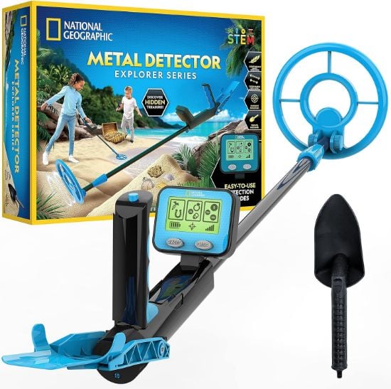 Picture of NATIONAL GEOGRAPHIC Metal Detector for Kids - 7.4" Waterproof Metal Detector Coil, Lightweight Gold Detector with Pinpoint Function & LCD Display, Beach Metal Detector (Amazon Exclusive)