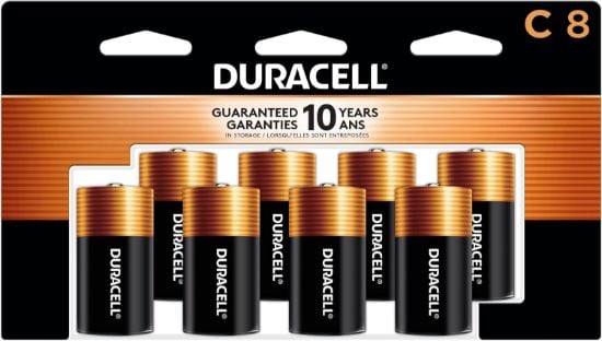 Picture of Duracell Coppertop C Batteries, 8 Count Pack, C Battery with Long-lasting Power, All-Purpose Alkaline C Battery for Household and Office Devices