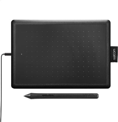 Picture of One by Wacom Small Graphics Drawing Tablet 8.3 x 5.7 Inches, Portable Versatile for Students and Creators, Ergonomic 2048 Pressure Sensitive Pen Included, Compatible with Chromebook Mac and Windows