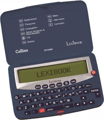 Picture of Lexibook - Collins English Dictionary, 13th Edition - Electronic Pocket Spellchecker, Thesaurus, Crossword Solver, Conjugation, Anagram Solver, Words Games, with Battery, Blue/White, DC753EN