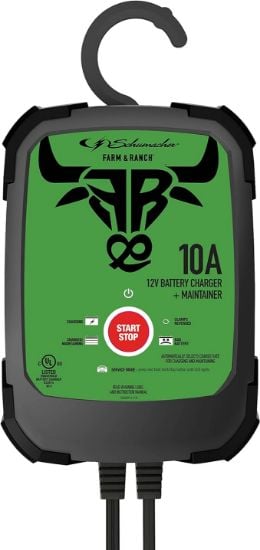 Picture of Schumacher Farm and Ranch FR01539 10A 12V Rapid Battery Charger with Service Mode – For Car, SUV, Truck, and Boat Batteries – Maintains Stable 13.6 Voltage During Service – Fully Automatic