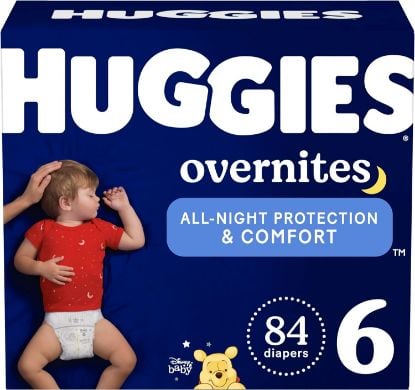 Picture of Huggies Overnites Size 6 Overnight Diapers (35+ lbs), 84 Ct (2 Packs of 42), Packaging May Vary