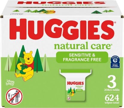 Picture of Huggies Natural Care Sensitive Baby Wipes, Hypoallergenic, 99% Purified Water, 3 Refill Packs (624 Wipes Total)