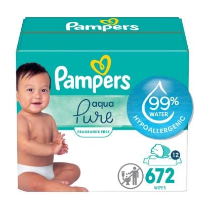 Picture of Pampers Sensitive Baby Wipes, Water Based, Hypoallergenic and Unscented, 7 Refill Packs (588 Wipes Total)